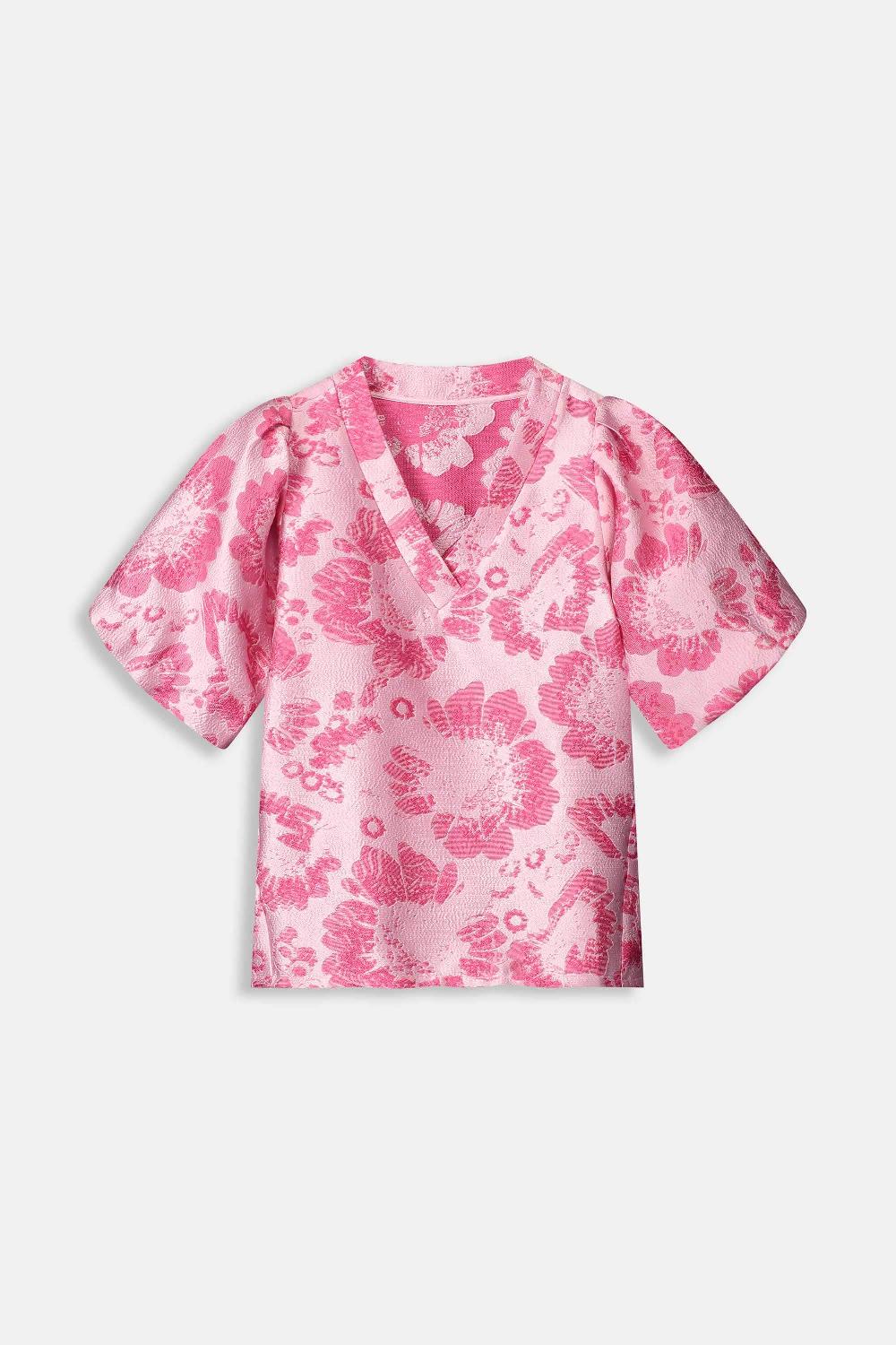 pom amsterdam TOP Floral Jacquard Raspberry