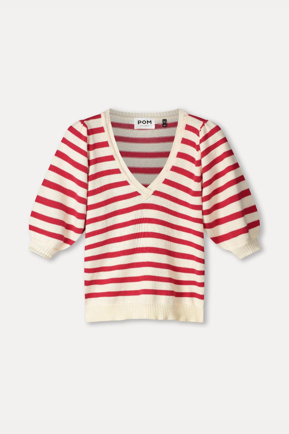 pom amsterdam TRUI Striped Scarlet Red