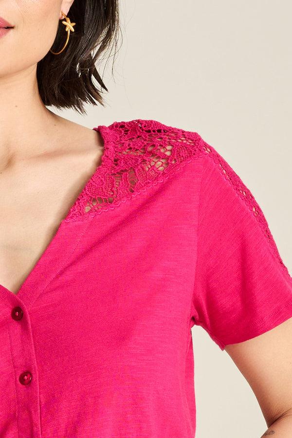 Pom Amsterdam TSHIRT Ellen Fuchsia