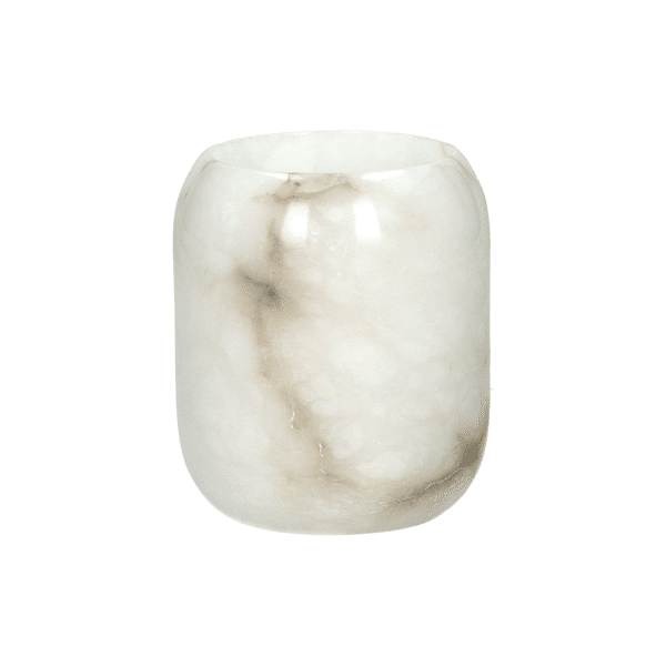 Pomax ALABASTER - Geurkaars 1 Wiek - "oudh" Geur - Paraffine Wax / Albast - DIA 9 X H 10 Cm - Wit