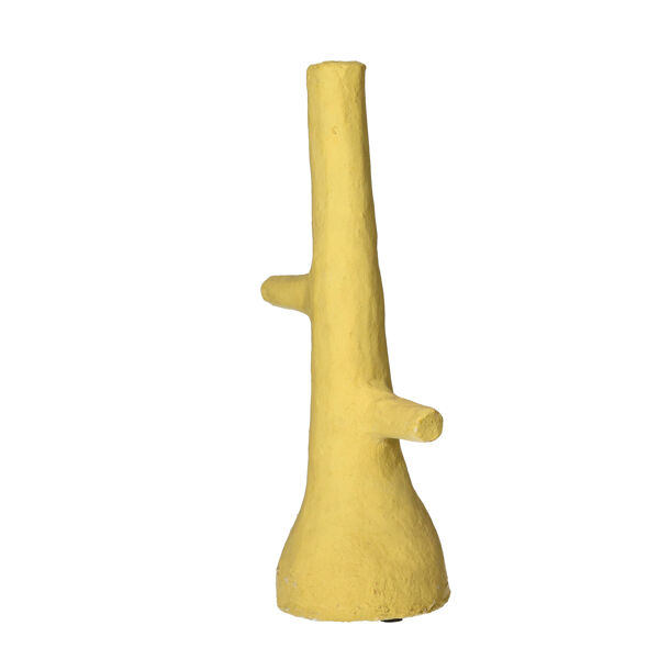 Pomax ALMERIA - Kandelaar - Papier Mâché / Metaal - L 20 X W 10 X H 35 Cm - Licht Geel