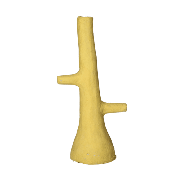 pomax ALMERIA - kandelaar - papier mâché / metaal - L 20 x W 10 x H 35 cm - licht geel