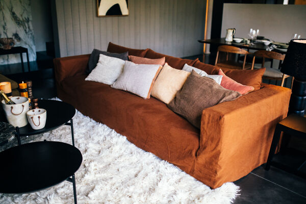 Pomax ALPHA BASICS - Kussen - Linnen - L 70 X W 50 Cm - Bruin