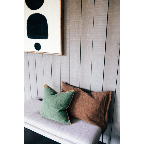 Pomax ALPHA BASICS - Kussen - Linnen - L 70 X W 50 Cm - Chocolade