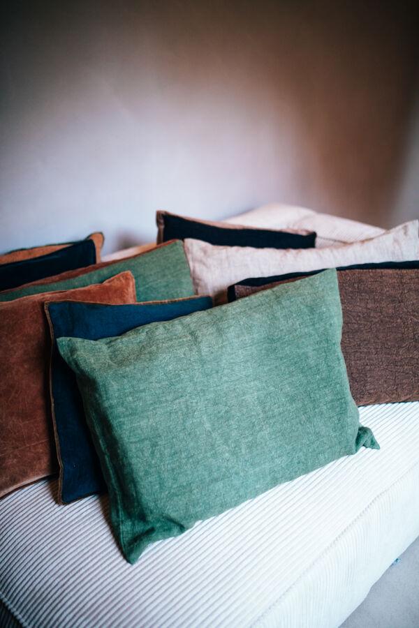 Pomax ALPHA BASICS - Kussen - Linnen - L 70 X W 50 Cm - Groen