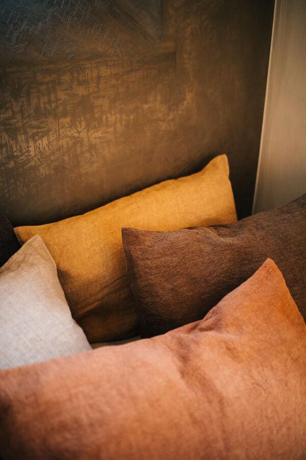 Pomax ALPHA BASICS - Kussen - Linnen - L 70 X W 50 Cm - Oker