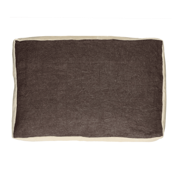 pomax ALPHA BORDERS - kussen - linnen / velvet - L 60 x W 40 cm - bruin