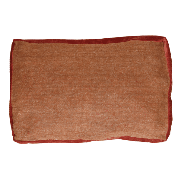 pomax ALPHA BORDERS - kussen - linnen / velvet - L 60 x W 40 cm - kaneel