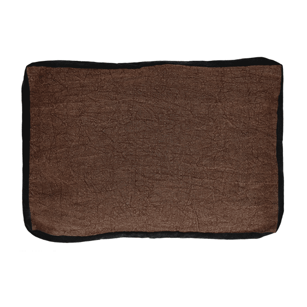 pomax ALPHA BORDERS - kussen - linnen / velvet - L 60 x W 40 cm - chocolade