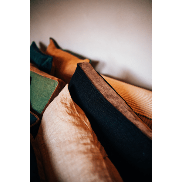 Pomax ALPHA BORDERS - Kussen - Linnen / Velvet - L 60 X W 40 Cm - Storm Grijs