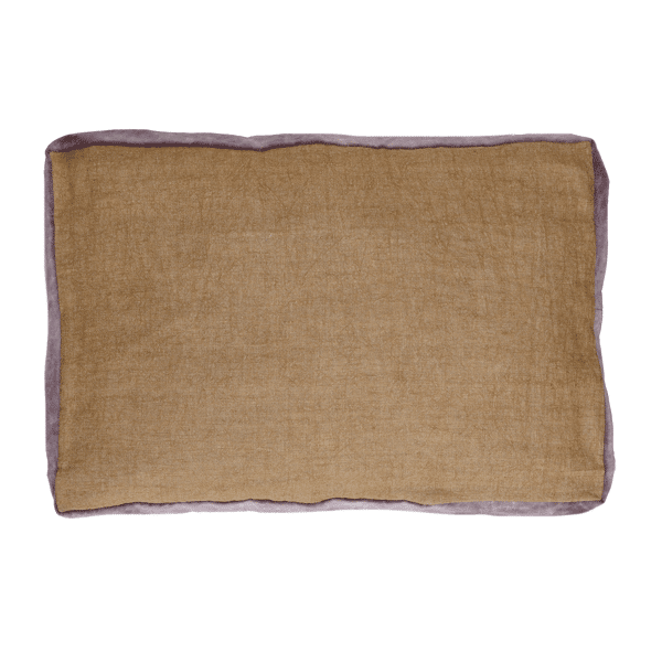 pomax ALPHA BORDERS - kussen - linnen / velvet - L 60 x W 40 cm - oker