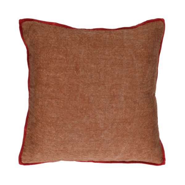 pomax ALPHA OPPOSITES - kussen - linnen / velvet - L 45 x W 45 cm - kaneel