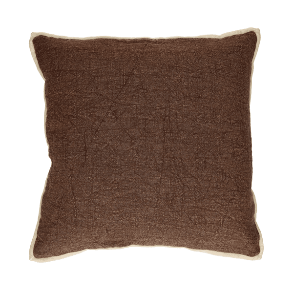 pomax ALPHA OPPOSITES - kussen - linnen / velvet - L 45 x W 45 cm - koffie
