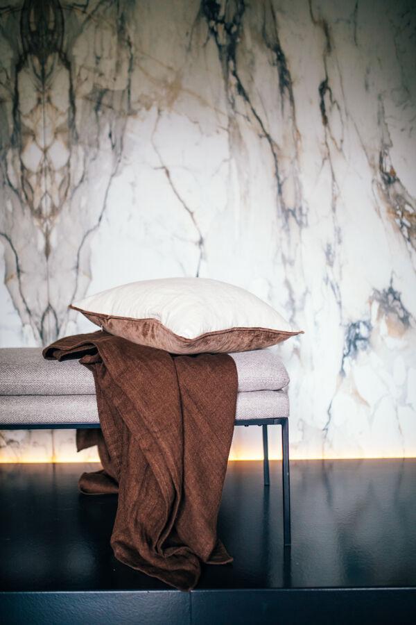 Pomax ALPHA OPPOSITES - Kussen - Linnen / Velvet - L 45 X W 45 Cm - Ivoor