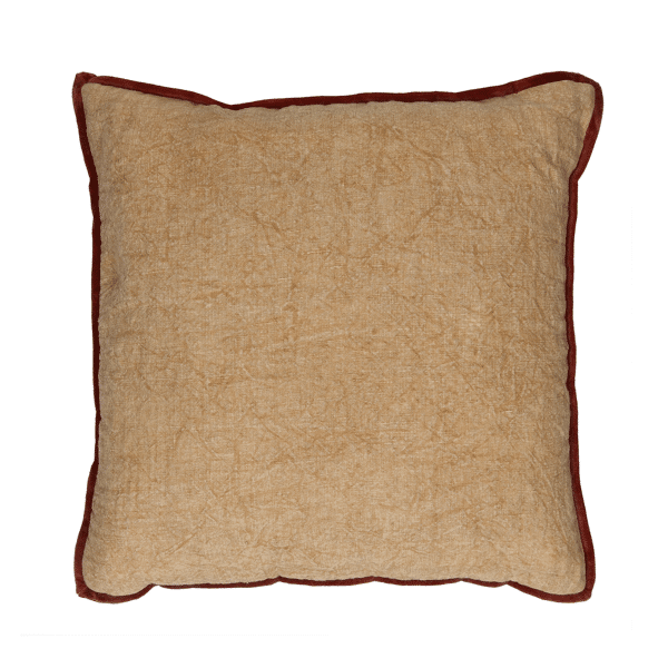 pomax ALPHA OPPOSITES - kussen - linnen / velvet - L 45 x W 45 cm - honing