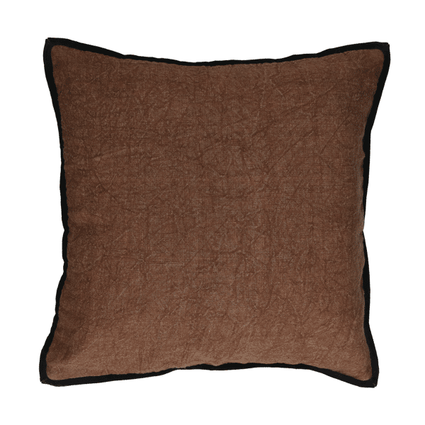 pomax ALPHA OPPOSITES - kussen - linnen / velvet - L 45 x W 45 cm - chocolade