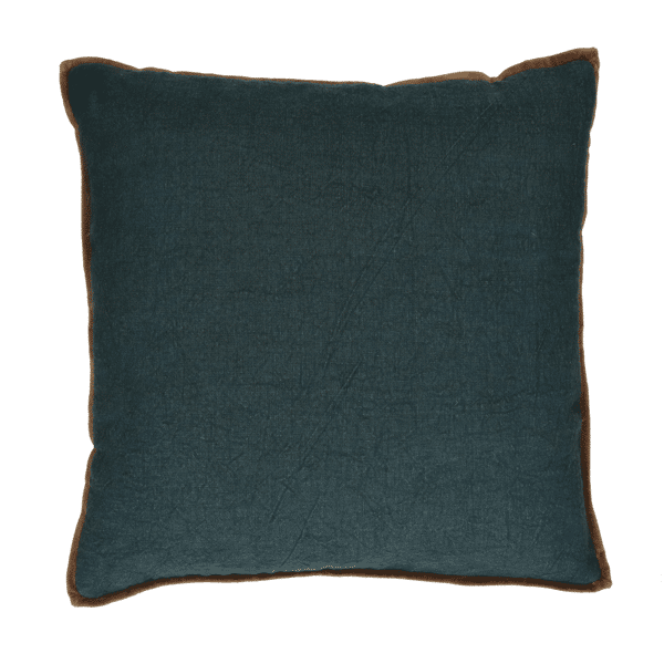 pomax ALPHA OPPOSITES - kussen - linnen / velvet - L 45 x W 45 cm - teal