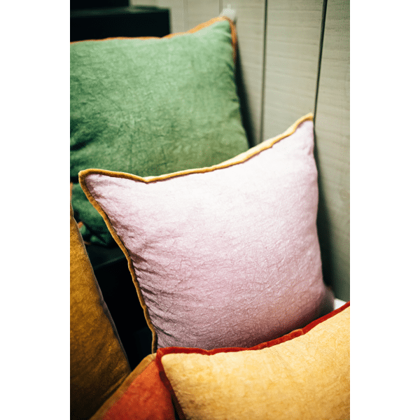 Pomax ALPHA OPPOSITES - Kussen - Linnen / Velvet - L 45 X W 45 Cm - Lavendel