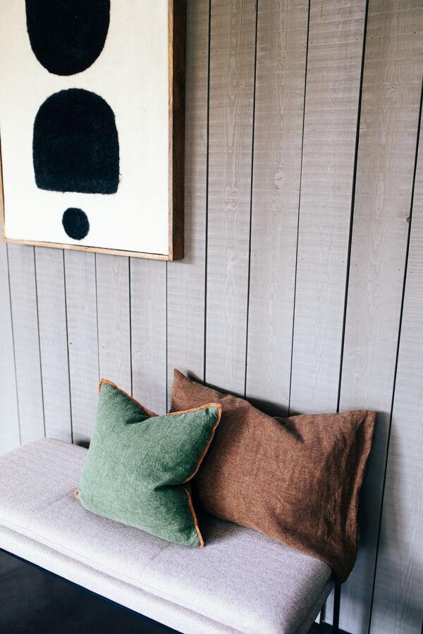 Pomax ALPHA OPPOSITES - Kussen - Linnen / Velvet - L 45 X W 45 Cm - Groen