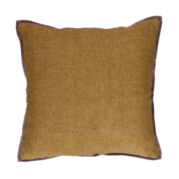 pomax ALPHA OPPOSITES - kussen - linnen / velvet - L 45 x W 45 cm - camel