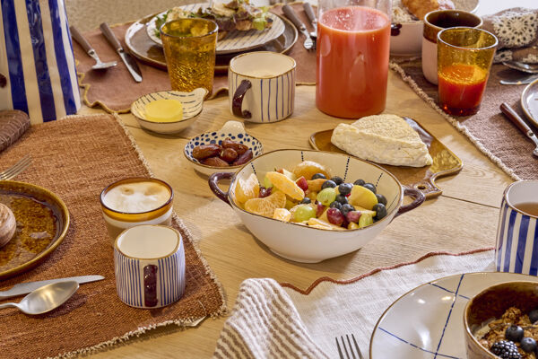 Pomax ANAFI - Ovenschaal/kom - Porselein - L 24 5 X W 18 5 X H 6 Cm - Blauw