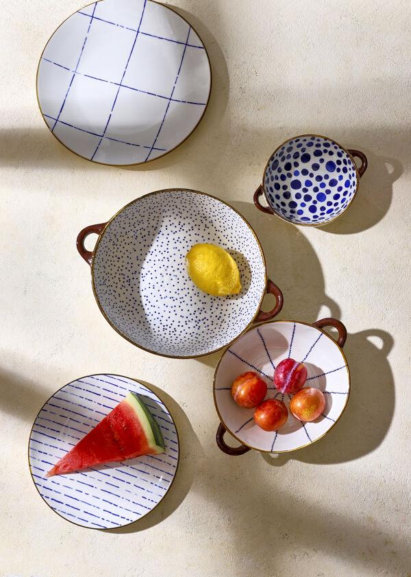 Pomax ANAFI - Ovenschaal/kom - Porselein - L 31 X W 24 5 X H 7 5 Cm - Blauw