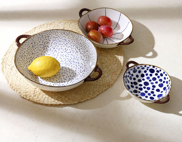 Pomax ANAFI - Ovenschaal/kom - Porselein - L 31 X W 24 5 X H 7 5 Cm - Blauw