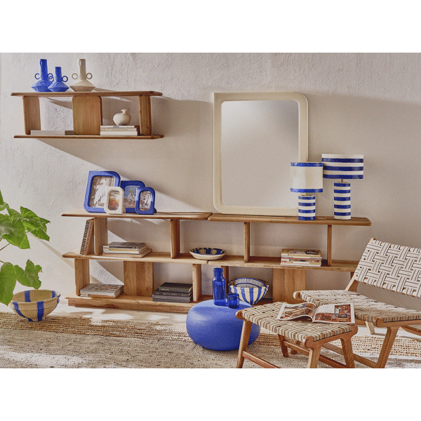 Pomax AOSTA - Loungestoel - Acacia Hout / Katoen - L 65 X W 76 X H 70 Cm - Naturel