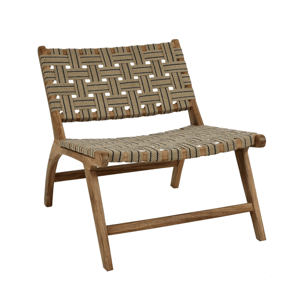 pomax AOSTA - loungestoel - acacia hout / katoen - L 65 x W 76 x H 70 cm - naturel