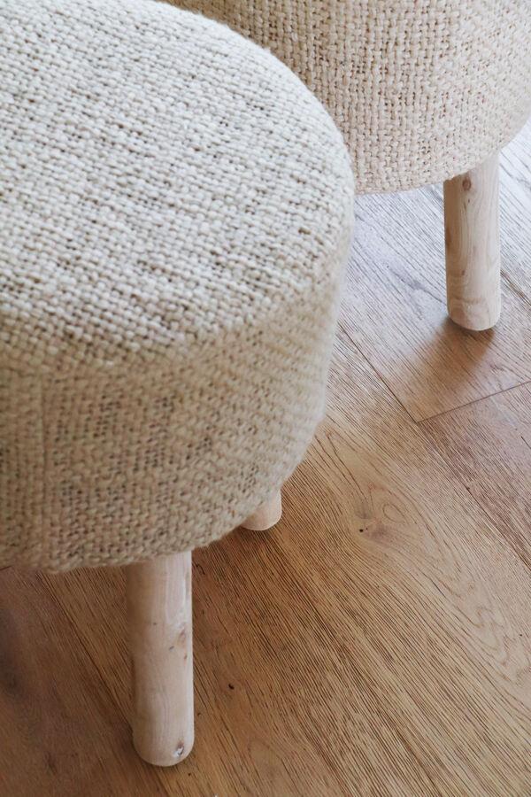 Pomax ASHRAM - Kruk - Katoen / Hout - DIA 35 X H 46 Cm - Zandkleur