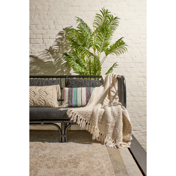 Pomax AYALA - Plaid - Katoen - L 150 X W 125 Cm - Gebroken Wit