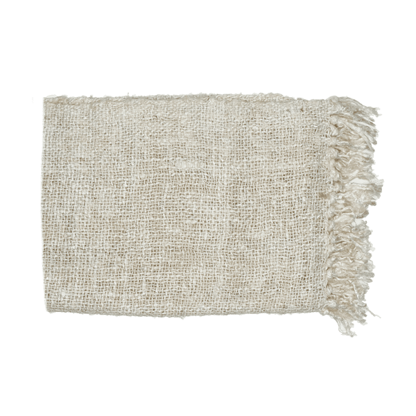 pomax AYALA - plaid - katoen - L 150 x W 125 cm - gebroken wit