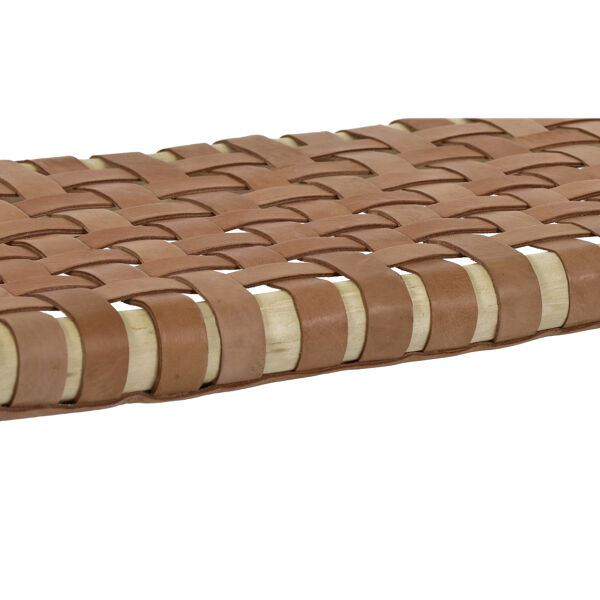 Pomax BABOUCHE - Bank - Eucalyptus Hout / Leder - L 105 X W 40 X H 42 Cm - Naturel