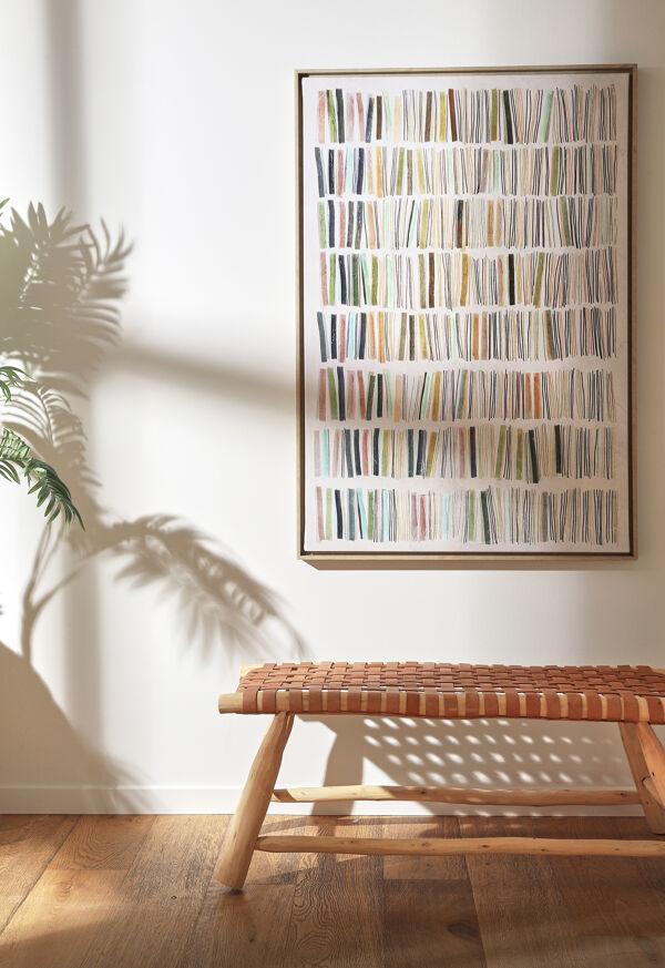 Pomax BABOUCHE - Bank - Eucalyptus Hout / Leder - L 105 X W 40 X H 42 Cm - Naturel