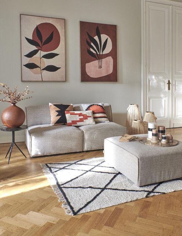 Pomax BERBER - Tapijt - Katoen - L 180 X W 120 Cm - Zwart/wit