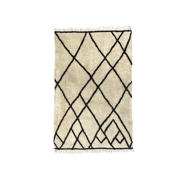 pomax BERBER - tapijt - katoen - L 180 x W 120 cm - zwart/wit