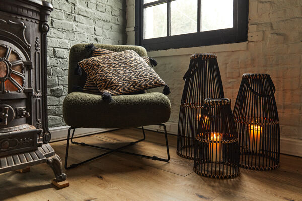 Pomax BOMBAY - Kussen - Jute / Katoen - L 45 X W 45 Cm - Naturel/zwart