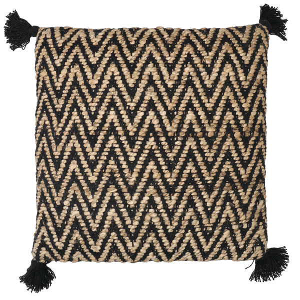 pomax BOMBAY - kussen - jute / katoen - L 45 x W 45 cm - naturel/zwart