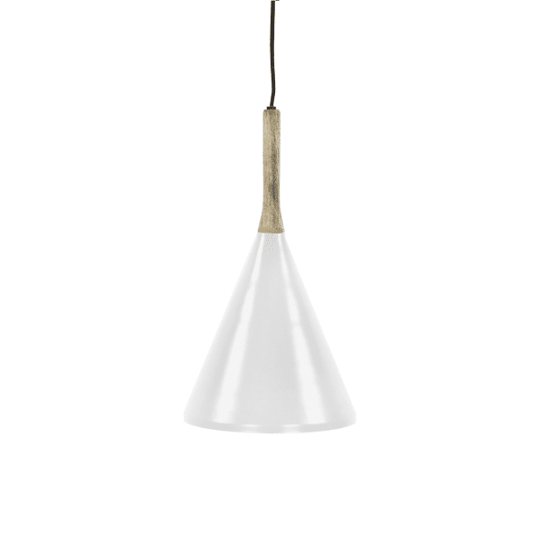 pomax BRAMPTON - hanglamp - metaal / mangohout - DIA 25 x H 42 cm - wit pomax BRAMPTON - hanglamp - metaal / mangohout - DIA 25 x H 42 cm - wit