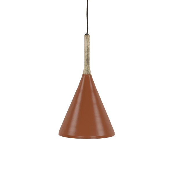 pomax BRAMPTON - hanglamp - metaal / mangohout - DIA 25 x H 42 cm - kaneel