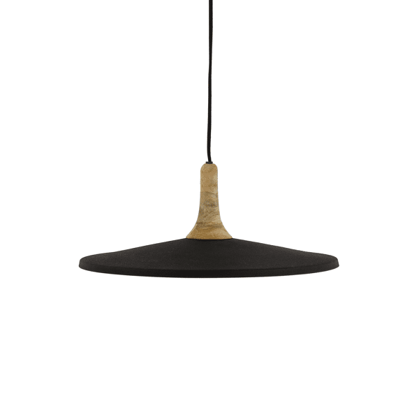 pomax BRAMPTON - hanglamp - metaal / mangohout - DIA 40 x H 13 cm - zwart