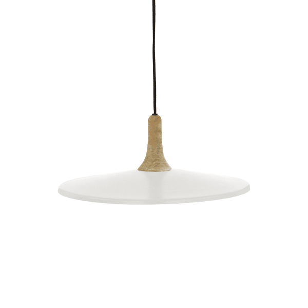 pomax BRAMPTON - hanglamp - metaal / mangohout - DIA 40 x H 13 cm - wit pomax BRAMPTON - hanglamp - metaal / mangohout - DIA 40 x H 13 cm - wit