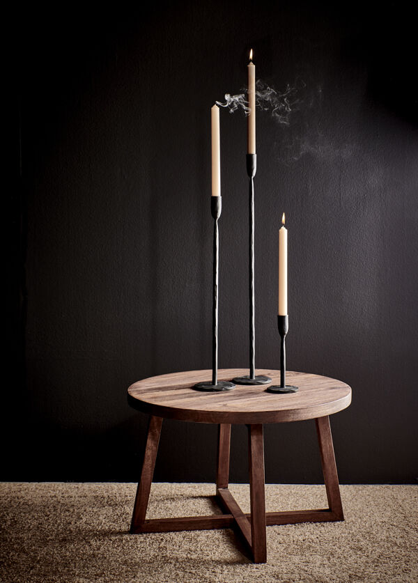 Pomax BURGAS - Bijzettafel - Mango Hout - DIA 56 5 X H 37 5 Cm - Walnoot