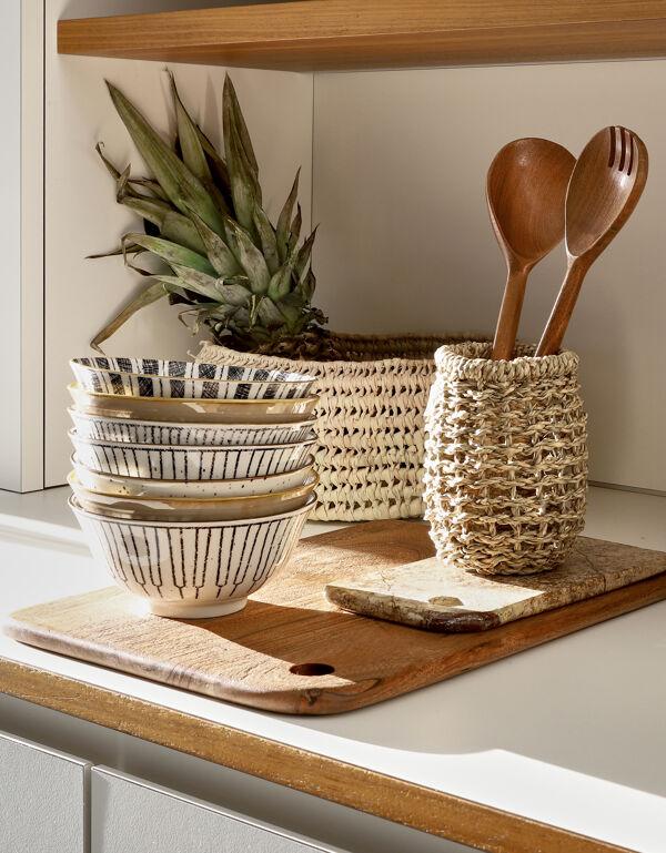 Pomax CAMPO - Set/3 Broodmandjes - Palm Blad / Riet - L 20/25/29 X W 18/21/25 X H 10 Cm - Naturel