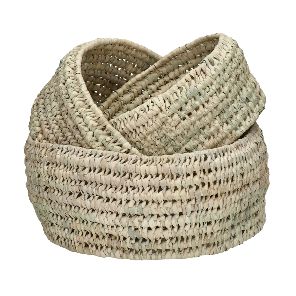 pomax CAMPO - set/3 manden - palm blad / riet - DIA 20/25/32 x H 13 cm - naturel