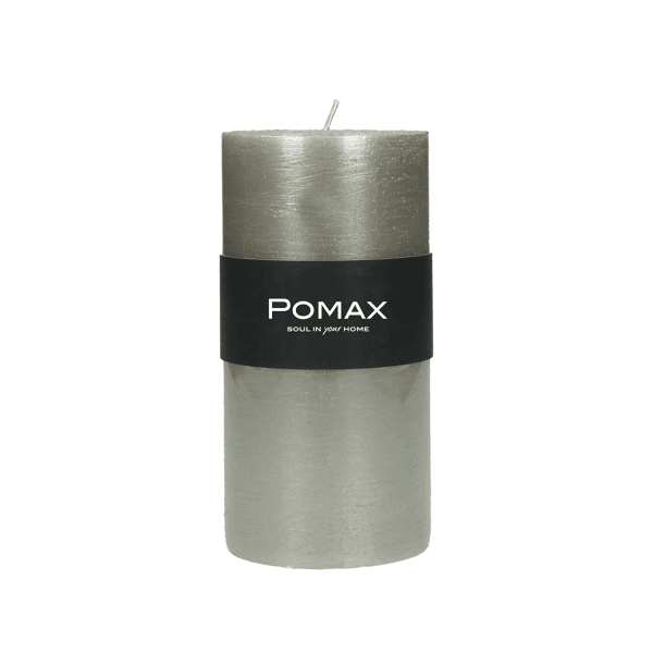 pomax CANDLE - kaars - paraffine wax - DIA 7 x H 14 cm - zilver