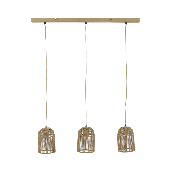 pomax CASITA - hanglamp - metaal / touw - L 80 x W 13 x H 100 cm - naturel