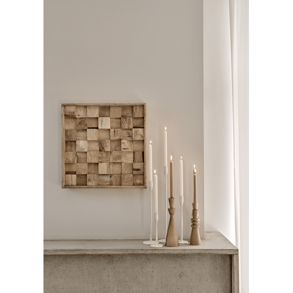 Pomax CELANDINE - Kandelaar - Essenhout / Metaal - DIA 8 X H 26 Cm - Naturel