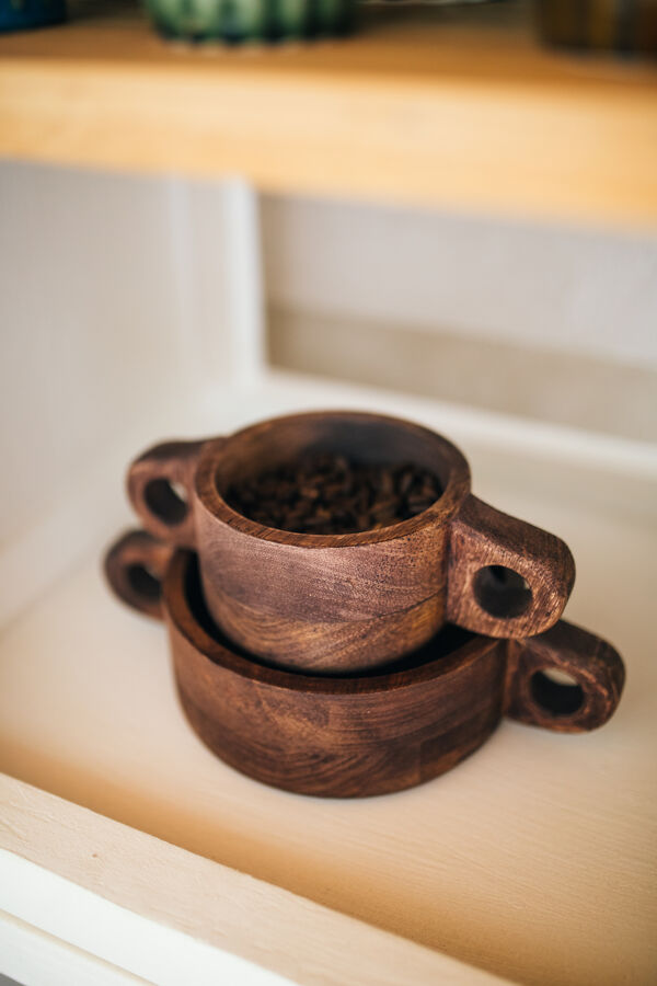 Pomax CHANELLE - Kom - Mango Hout - L 21 5 X W 12 X H 7 Cm - Walnoot