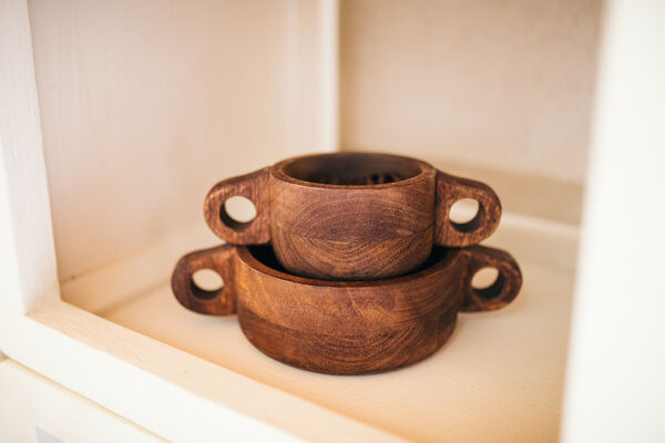 Pomax CHANELLE - Kom - Mango Hout - L 21 5 X W 12 X H 7 Cm - Walnoot